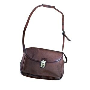 Vintage 1950s Carla Romani brown leather‎ western classic gold hardware purse